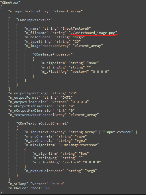 A .vtex-file referring to a custom image.